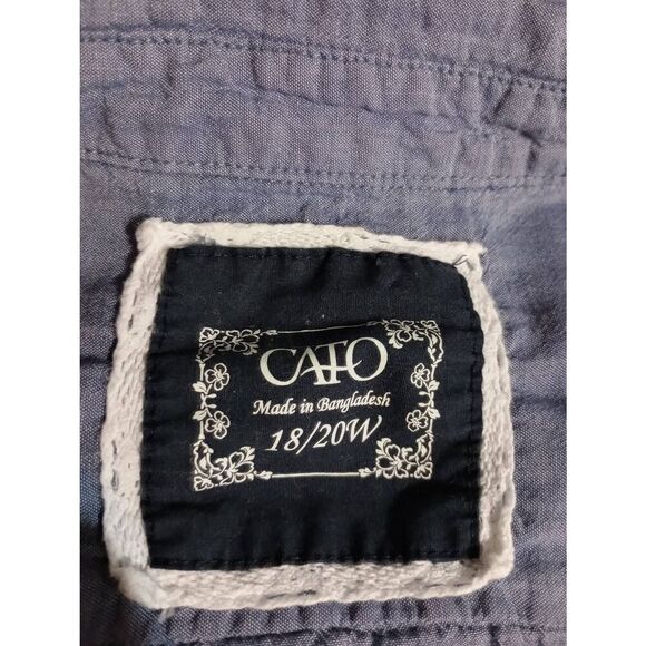 Cato Shirt Ladies 18 Button Front Chambray‎ Ruffle Western - Picture 5 of 7